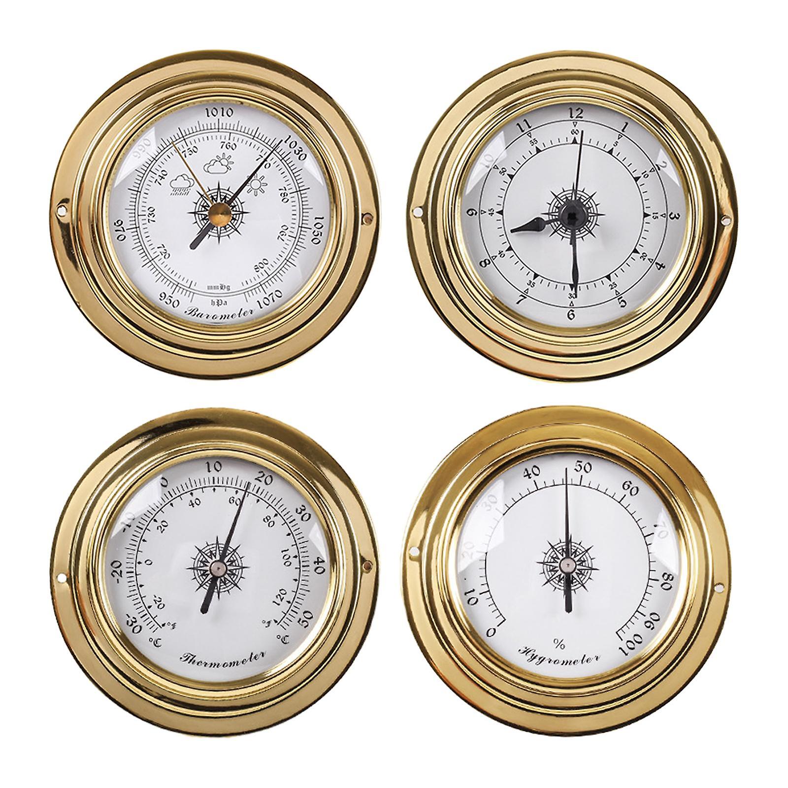 4pcs Barometers Clock Meter Thermometer Hygrometer Kit For Barn Yachting