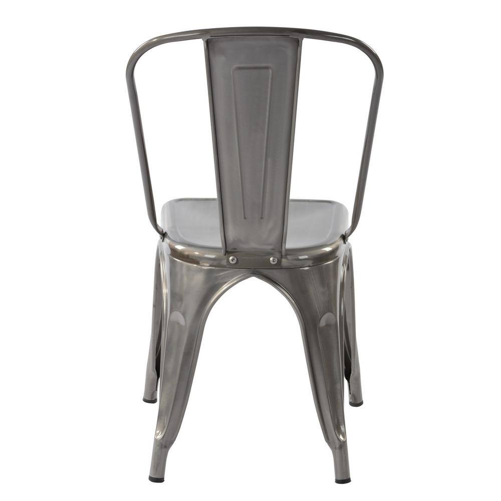 Homy Casa Kricox Silver Metal Tolix Style Stackable Side Chairs (Set of 2) KRICOX SILVER 2PCS