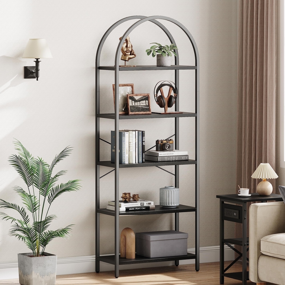 5 Tier Bookcase Arched Display Racks Tall Standing Storage Rack   23.62\