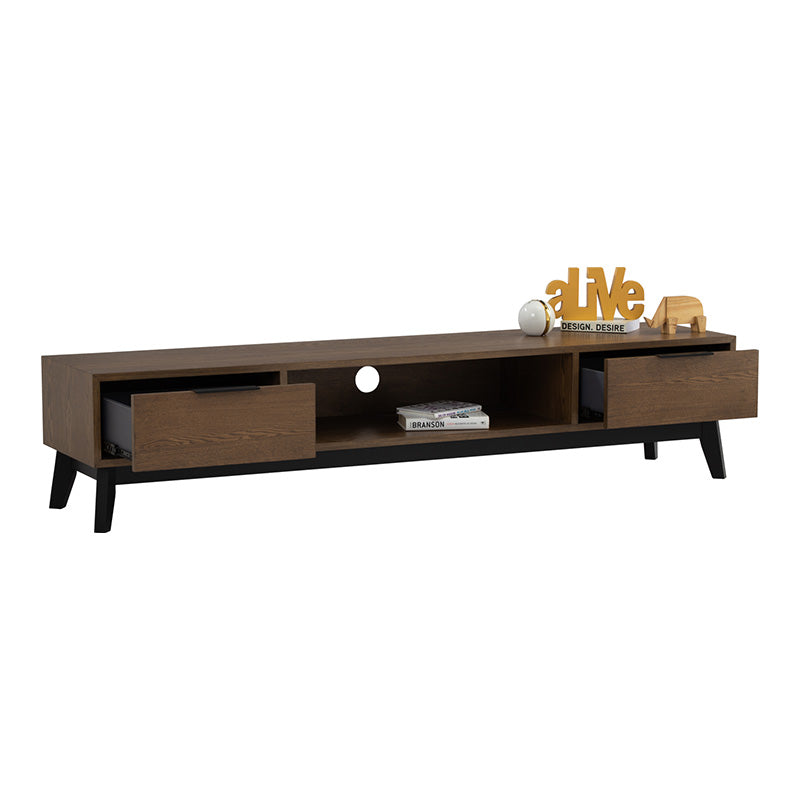 MALTON Entertainment TV Unit 180cm - Walnut & Black