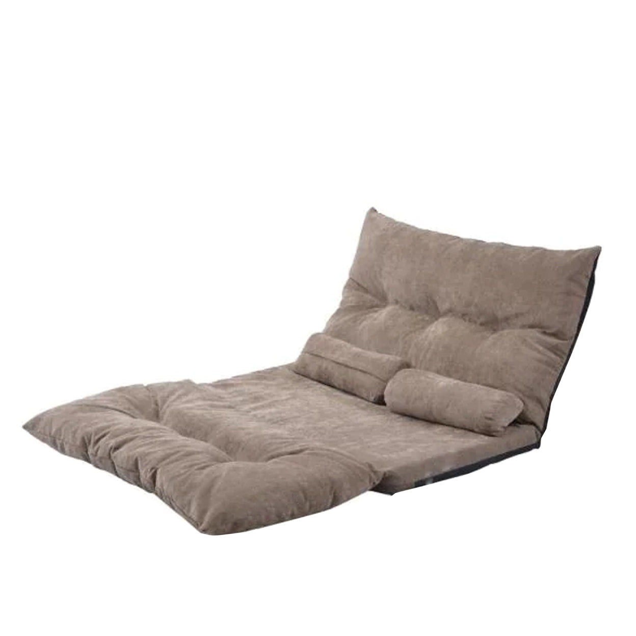 Futon Sofa with 2 Pillows and 5 Way Adjustable Back, Brown- Saltoro Sherpi