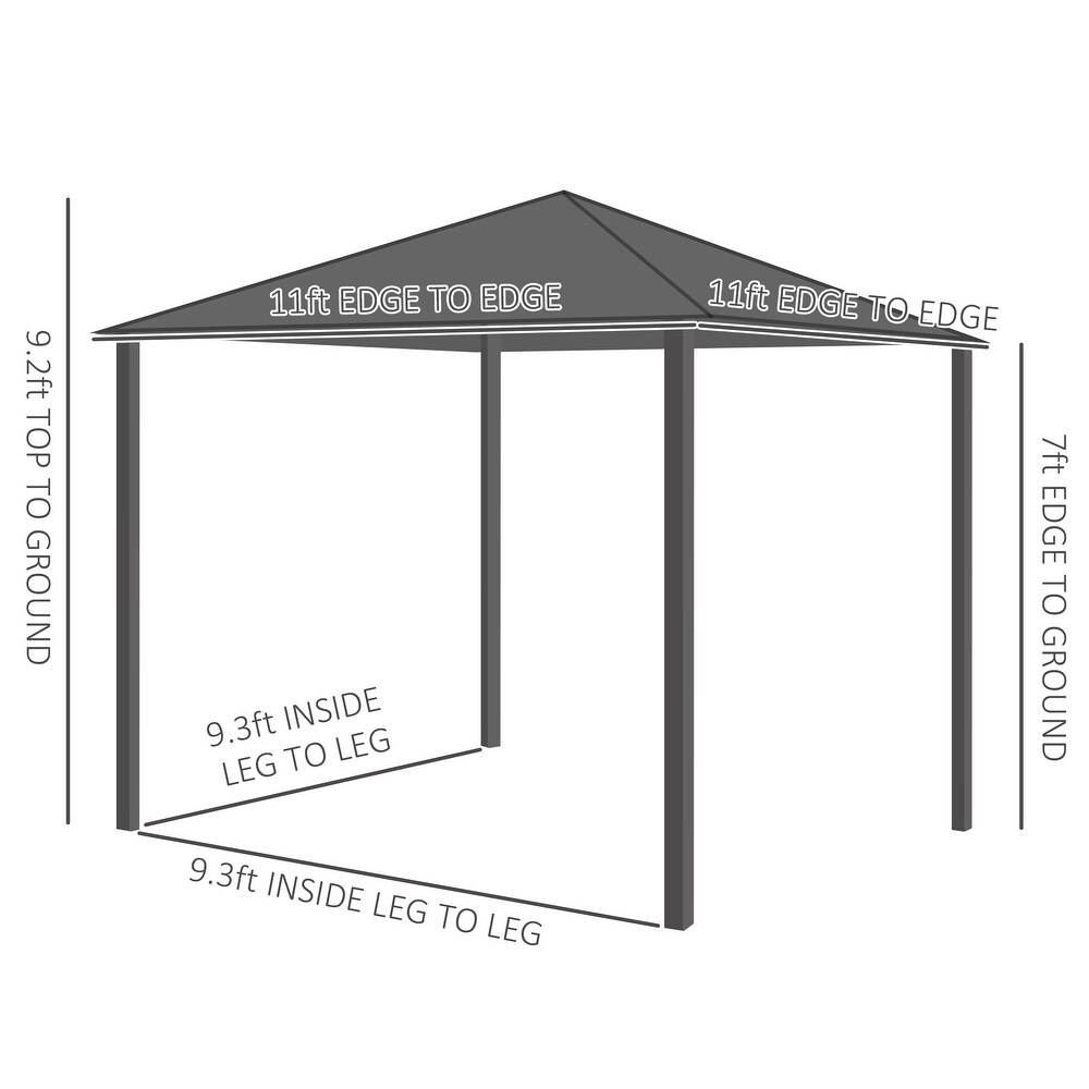 Outsunny 11' x 11' Outdoor Gazebo Grill Canopy with Bar Counters  Ceiling Hook  Metal and Acrylic Combined Roof