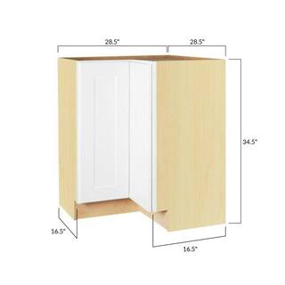 Hampton Bay Shaker 28.5 in. W x 16.5 in. D x x 34.5 in. H in Satin White Assembled Lazy Susan Corner Base Kitchen Cabinet KBLS36-SSW