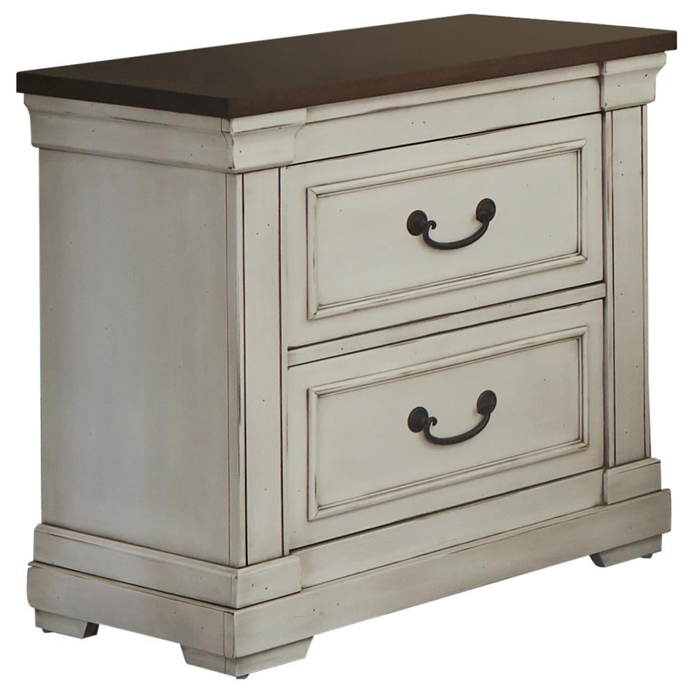 Hillcrest 2-drawer Nightstand Dark Rum and White