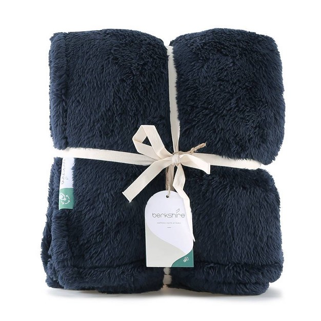 300 Recycled Fluffie Throw Blanket Dark Navy Berkshire Blanket amp Home Co