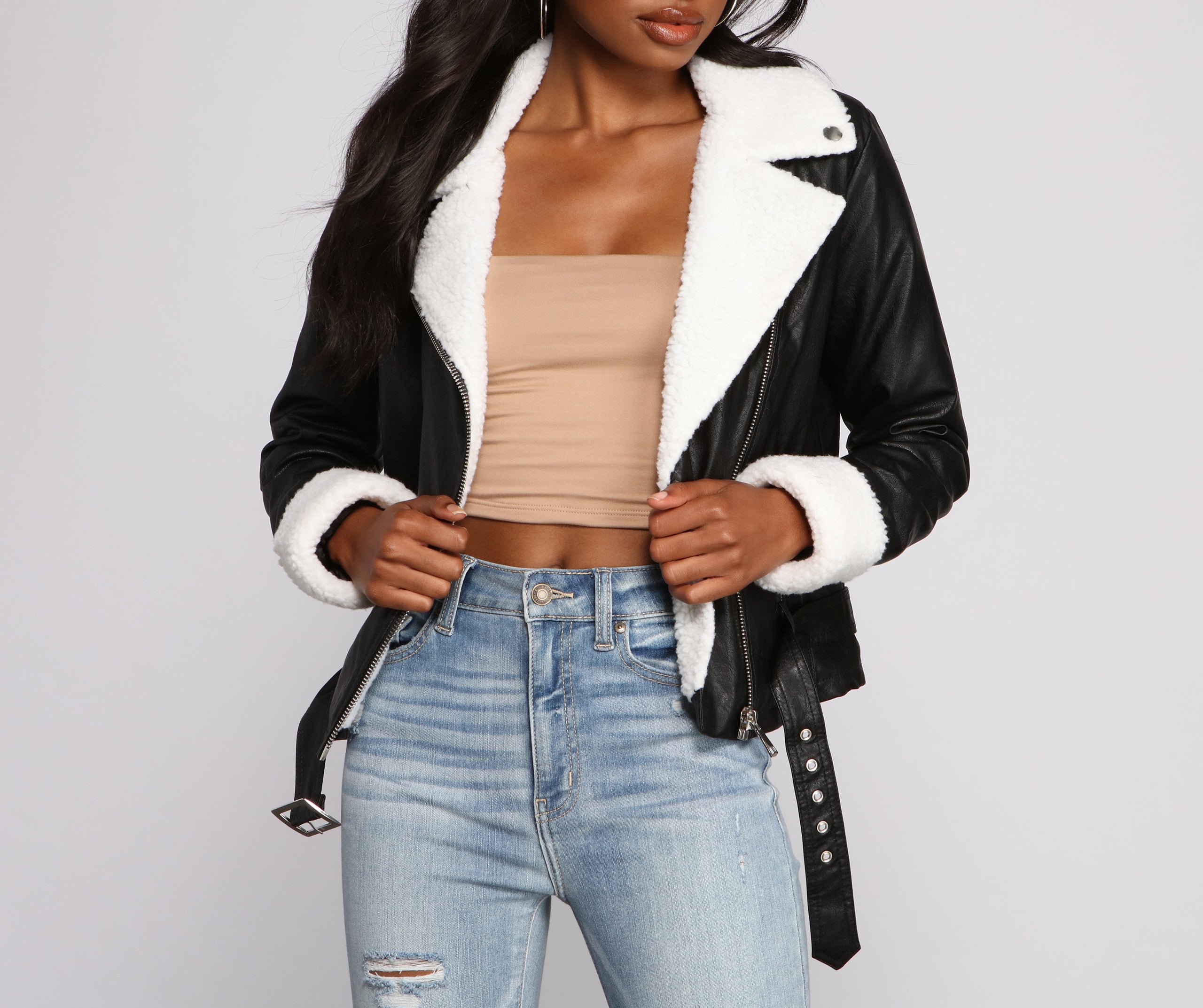 Let's Keep It Chic Moto Sherpa Jacket