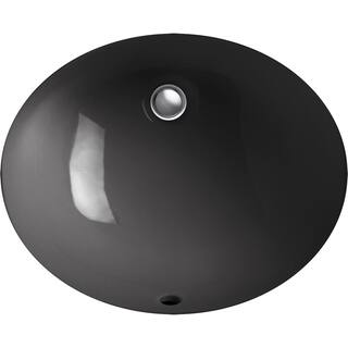 KOHLER Caxton Vitreous China Undermount Bathroom Sink in Black with Overflow Drain K-2209-7