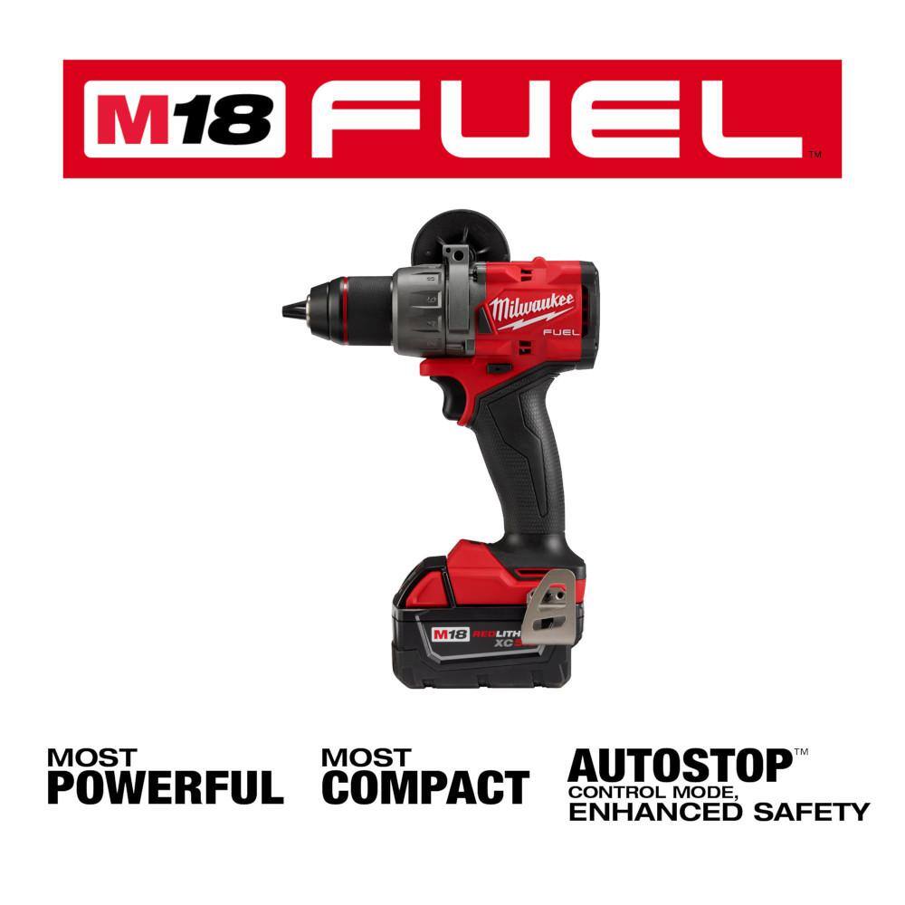 MW M18 FUEL 18V Lithium-Ion Brushless Cordless 12 in. DrillDriver Kit W(2) 5.0Ah Batteries Charger and Hard Case 2903-22