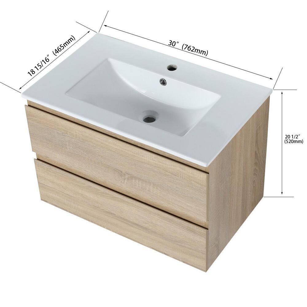 UPIKER Modern 18 in. W x 30 in. D x 20.5 in. H Wall Hung Bath Vanity Cabinet without Top in Light Oak UP2208BCL30002