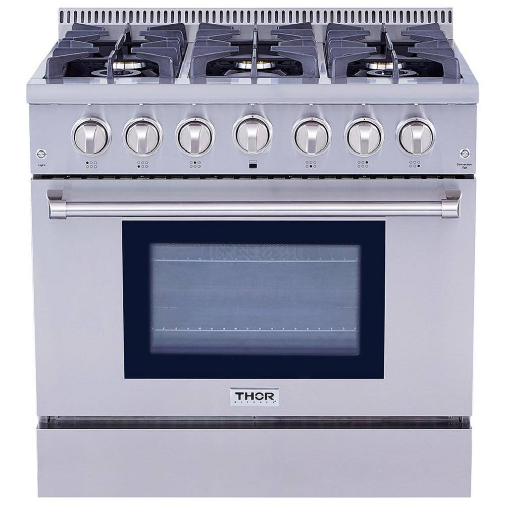 Thor Kitchen 36 in. 5.2 cu. ft. Oven Gas Range in Stainless Steel HRG3618U