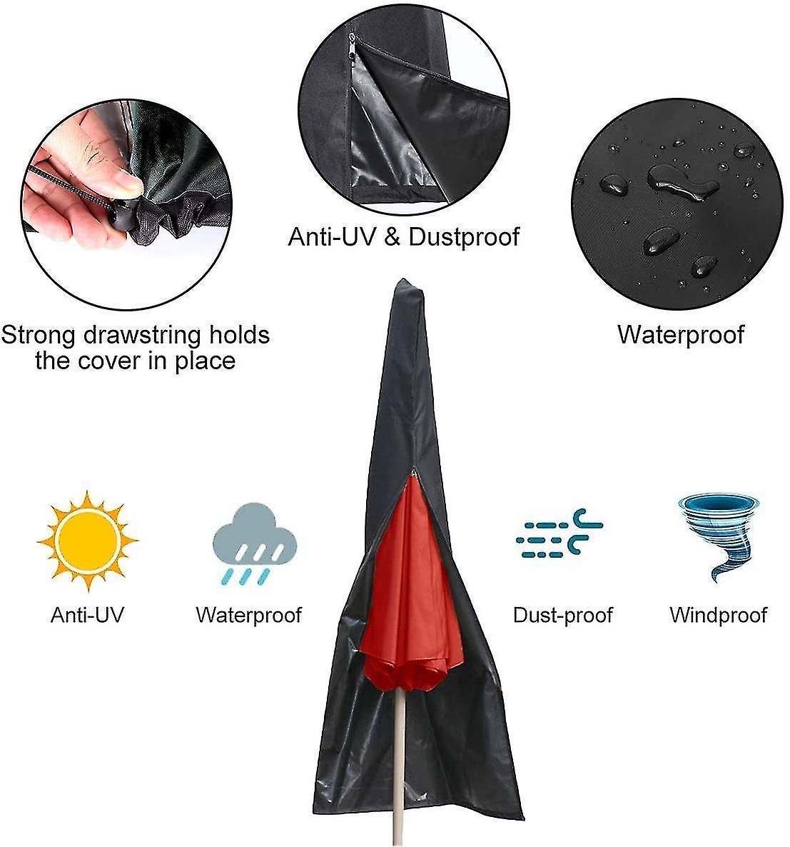 Umbrella Covers，waterproof and Uv-resistant 600d Patio Umbrella Zipper Cover