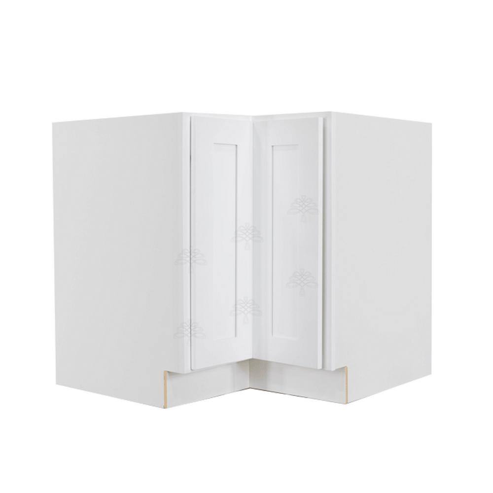 LIFEART CABINETRY Lancaster White Plywood Shaker Stock Assembled Base Lazy Susan Kitchen Cabinet 36 in. W x 34.5 in. H x 24 in. D ALW-BLS36