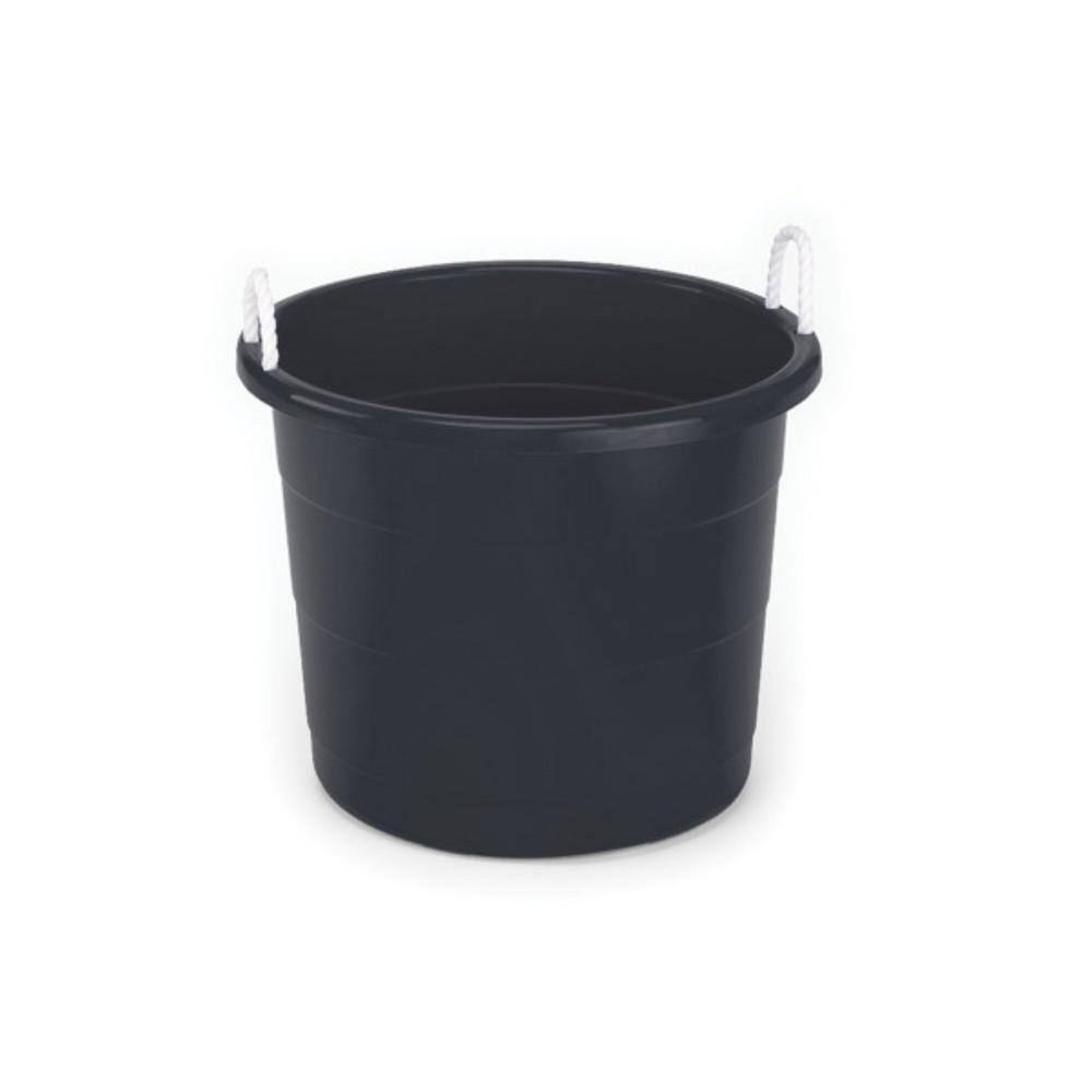 HOMZ Plastic 17 Gal. Utility Storage Bucket Tub with Rope Handle Black 4-Pack 2 x 0417BKDC.02