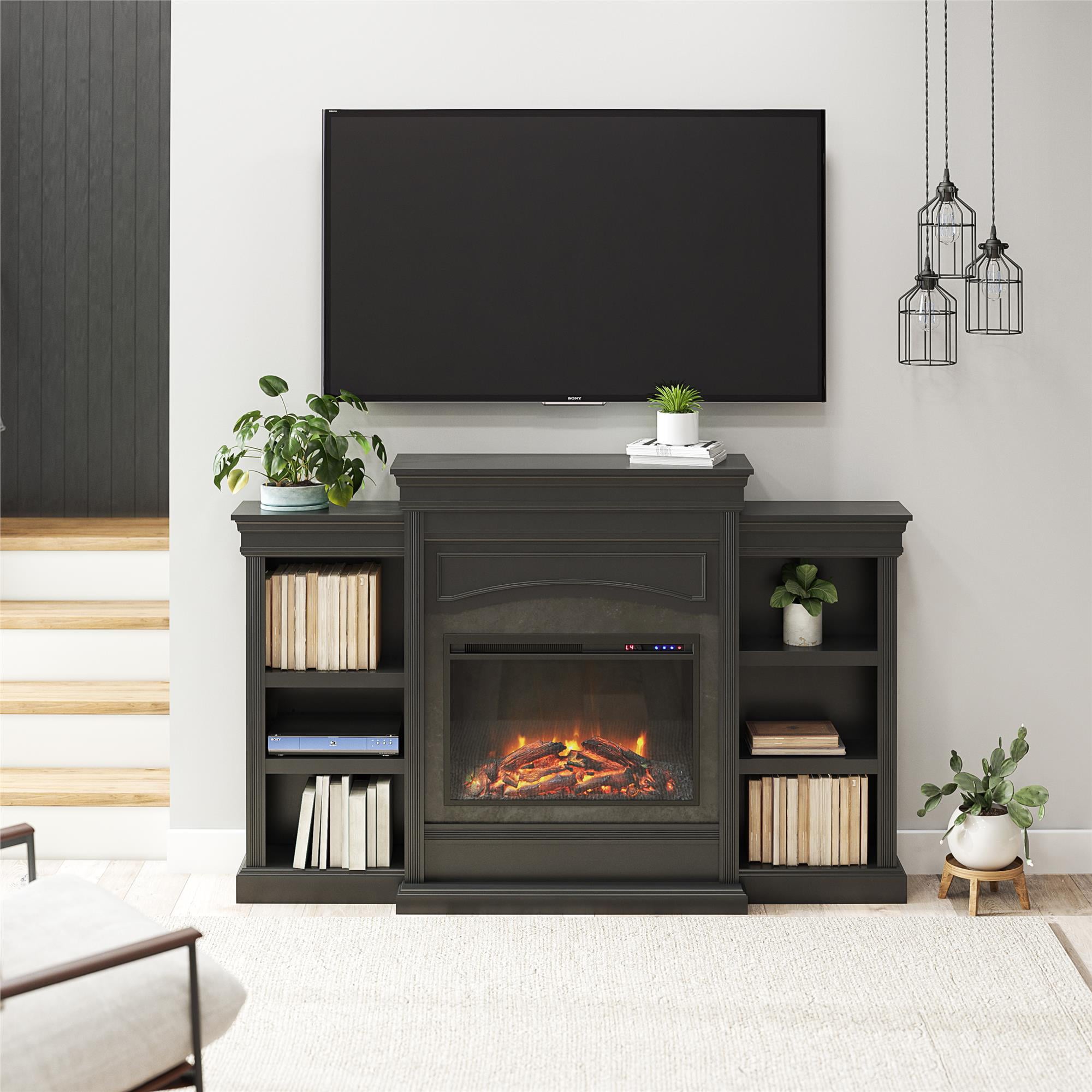 Ameriwood Home Lamont Mantel Fireplace, Black