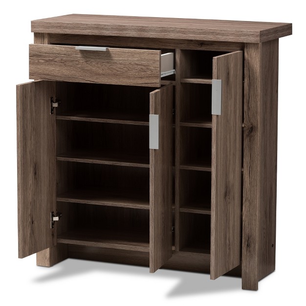 Laverne Modern And Contemporary Oak Finished Shoe Cabinet Brown Baxton Studio