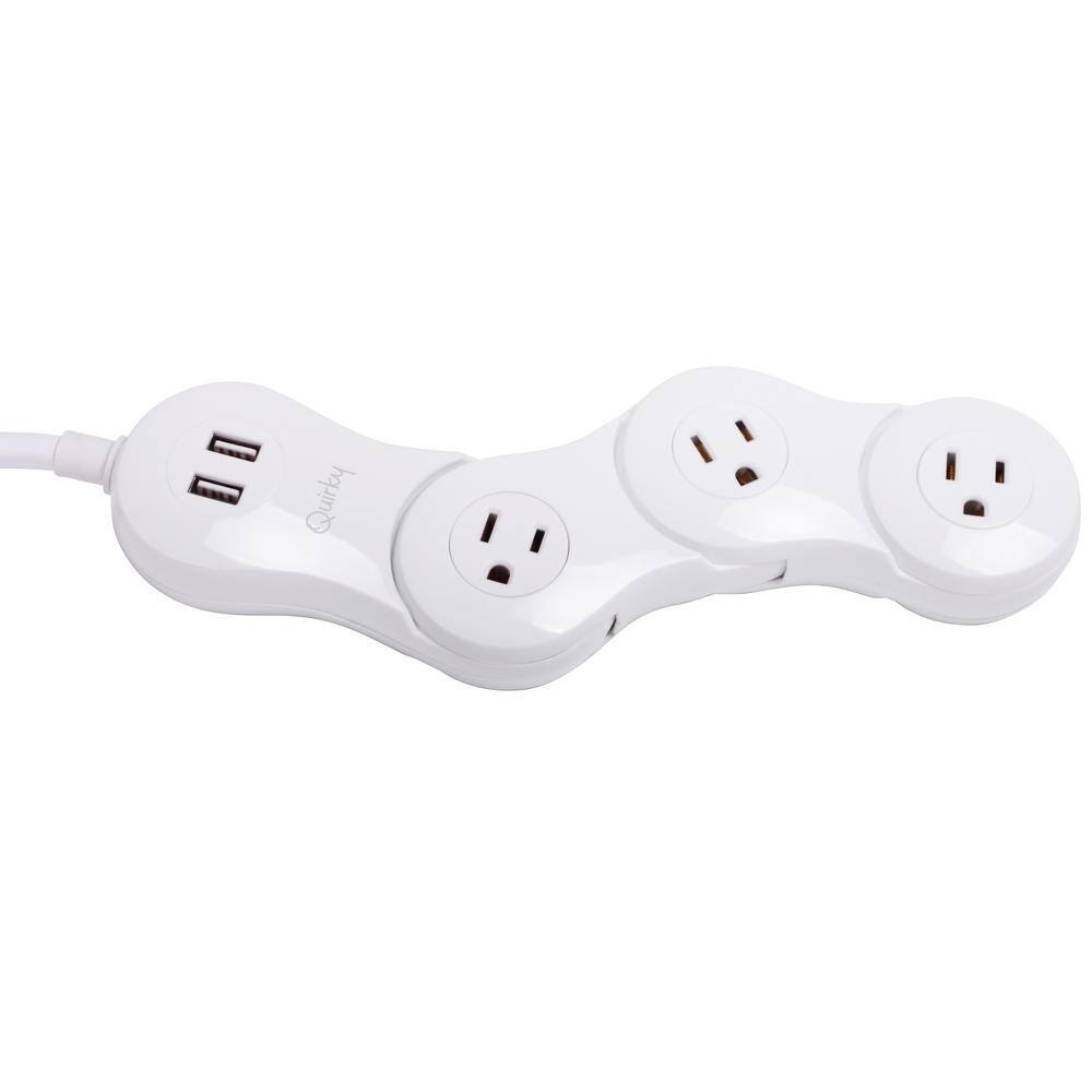 Quirky Pivot Power Desktop Flexible 3-Outlet 2 USB Surge Protector with 4 ft. Cord VPVPD-WH01