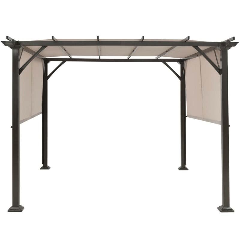 10 x 10 FT Metal Pergola with Retractable Canopy Outdoor Patio Pergola Gazebo Sun Shelter