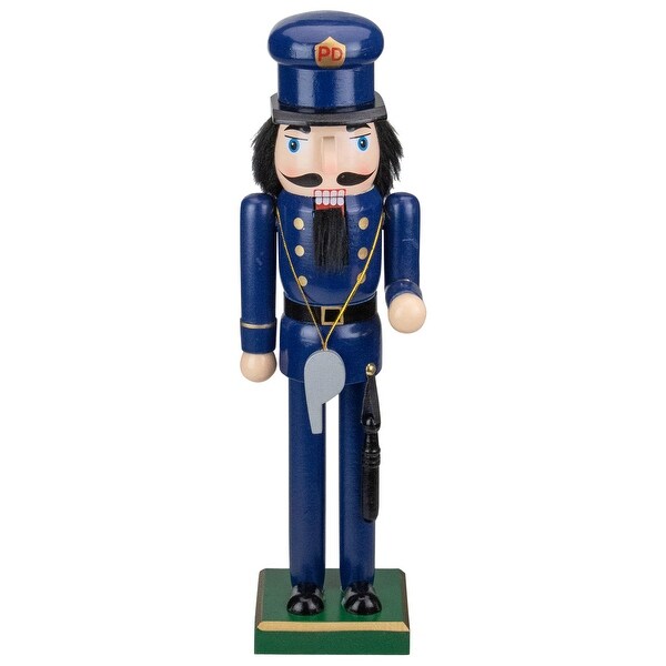 14 Blue and Black Wooden Police Officer Christmas Nutcracker