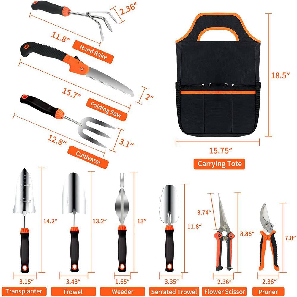 10-Piece Stainless Steel Garden Tool Set B09WCVSNVD