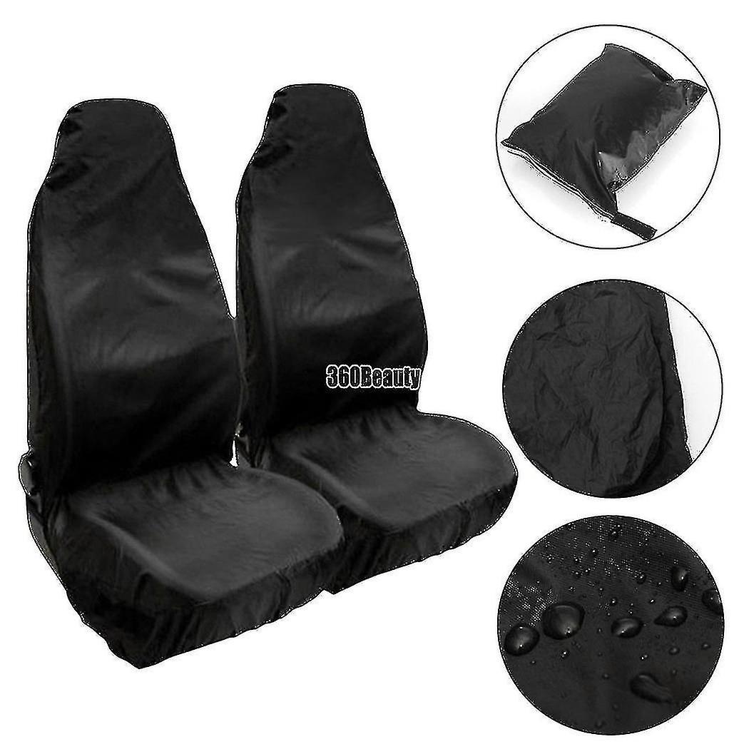 Heavy Duty Black Waterproof Car Seat Covers - 2 X Fronts