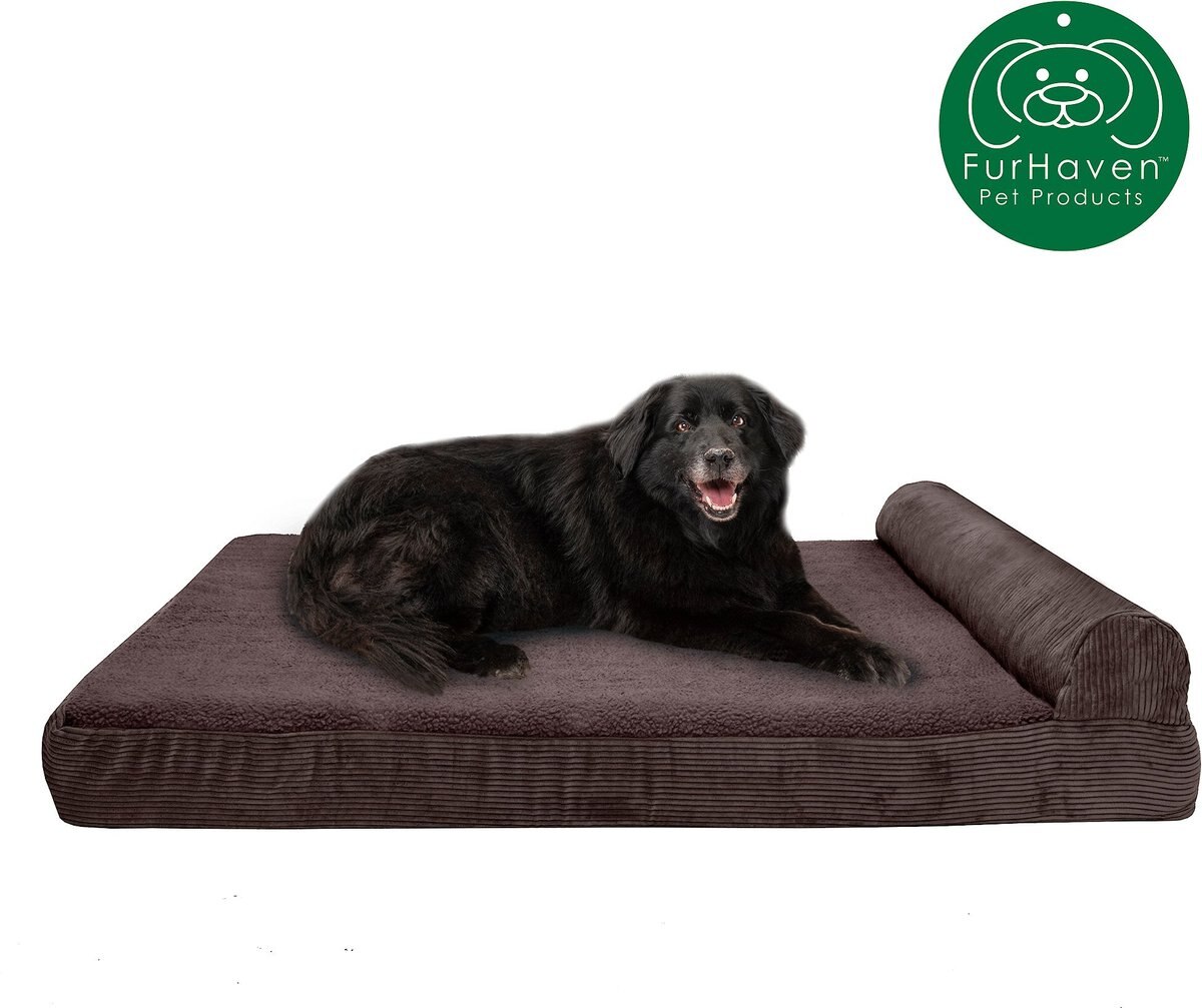 FurHaven Chaise Lounge Memory Top Cat and Dog Bed w/Removable Cover