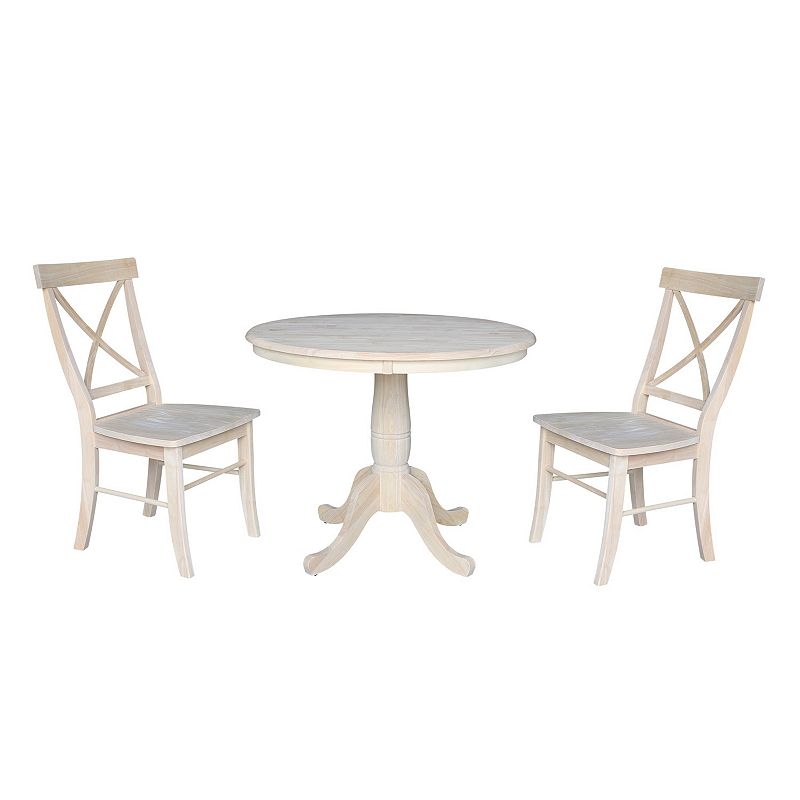 International Concepts Round Pedestal Table and Chair 3-piece Set