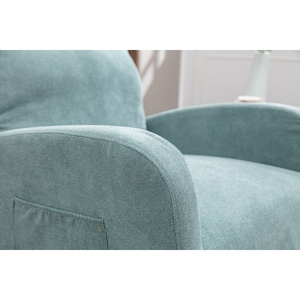 Swivel Rocking Chair Modern Accent Chairs with 1 Left Bag and Lounge Upholstered Swivel Glider Arm Chairs Sofa， Light Blue