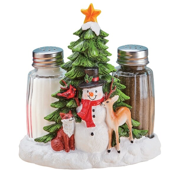 Festive Snowman and Friends Salt and Pepper Shakers Set