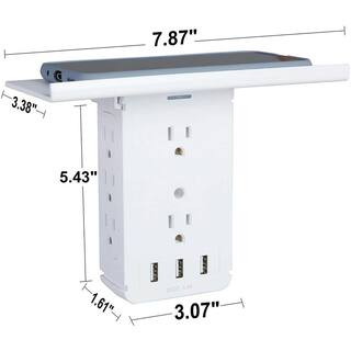 Tidoin 3.4 Amp Surge Protector Wall Plug with 3 USB Ports and 8 AC Outlets (2-Pack) BSS-YDW1-7780