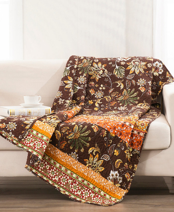 Greenland Home Fashions Audrey Tropical Floral Quilted Throw， 50x60