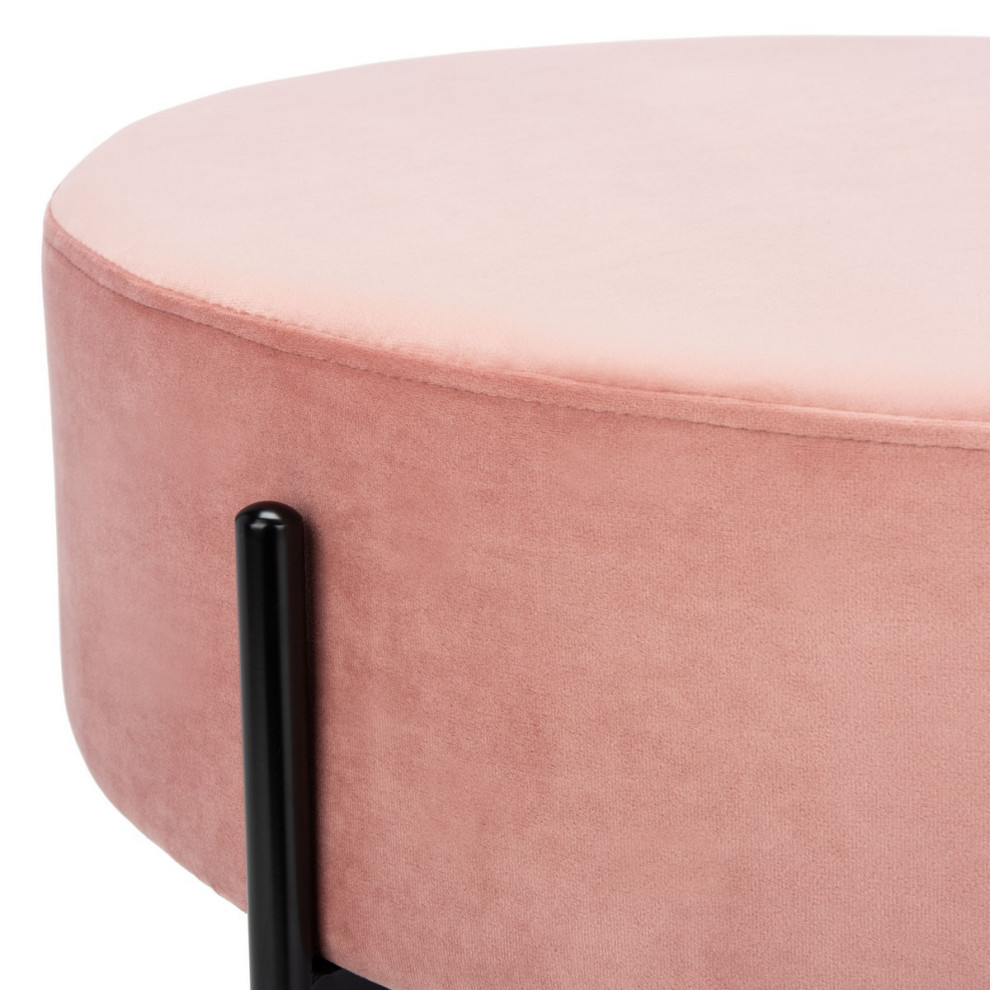 Bonnie Round Cocktail Ottoman Dusty Rose/ Black   Modern   Footstools And Ottomans   by Virgil Stanis Design  Houzz