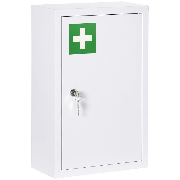 X 18 quot Medicine Cabinet With Lock Storage Shelves Locking Medical Cabinet For Safety First Aid Bathroom Wall Cabinet White