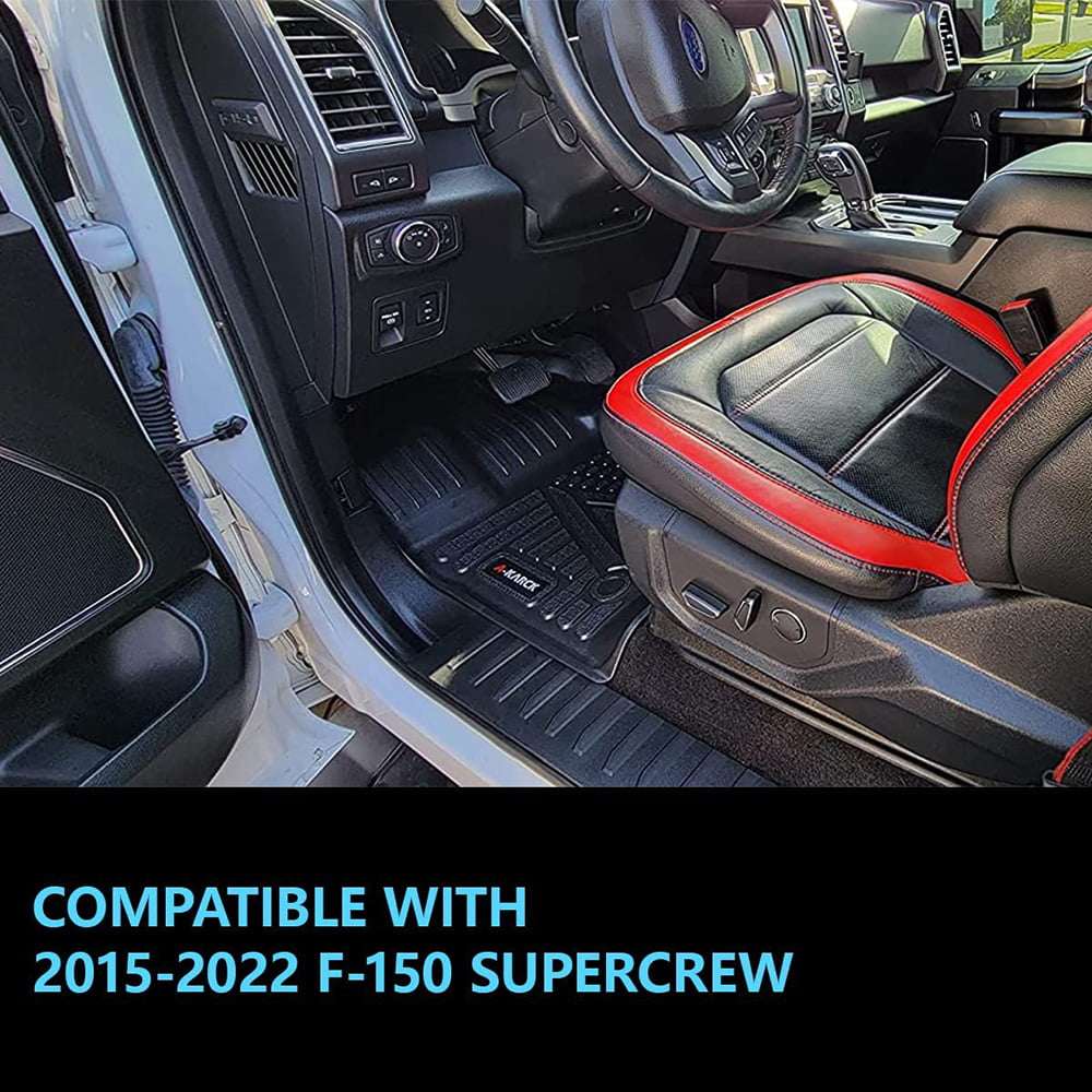 F150 Supercrew compatible floor mats， custom floor mats for 2015-2022 Ford F-150 Supercrew cabs， tpe all-weather protection for the first and second rows.