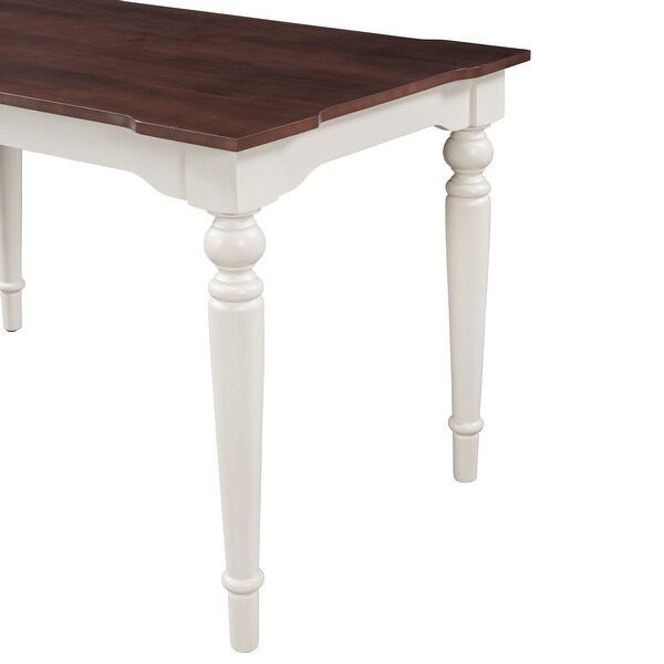 Wood Retro Classical Dining Table， Cherry Top+White Legs