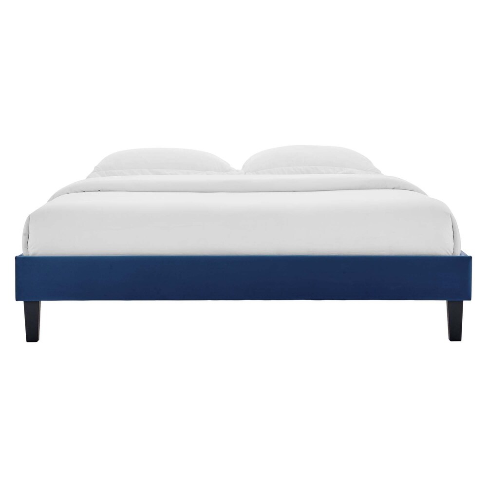 Modway Reign Performance Velvet Platform Bed Frame  Full  Navy