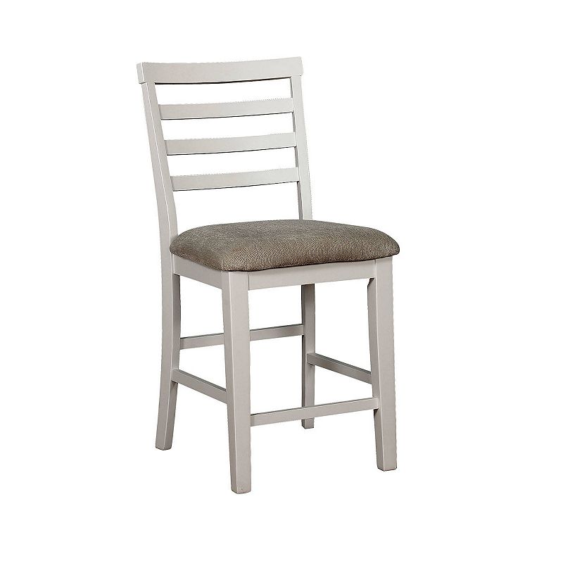 Wooden Counter Height Dining Side Chairs， Set of 2， White and Beige