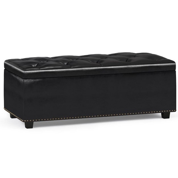 Simplihome Vegan Leather Lift Top Storage Ottoman Hamilton