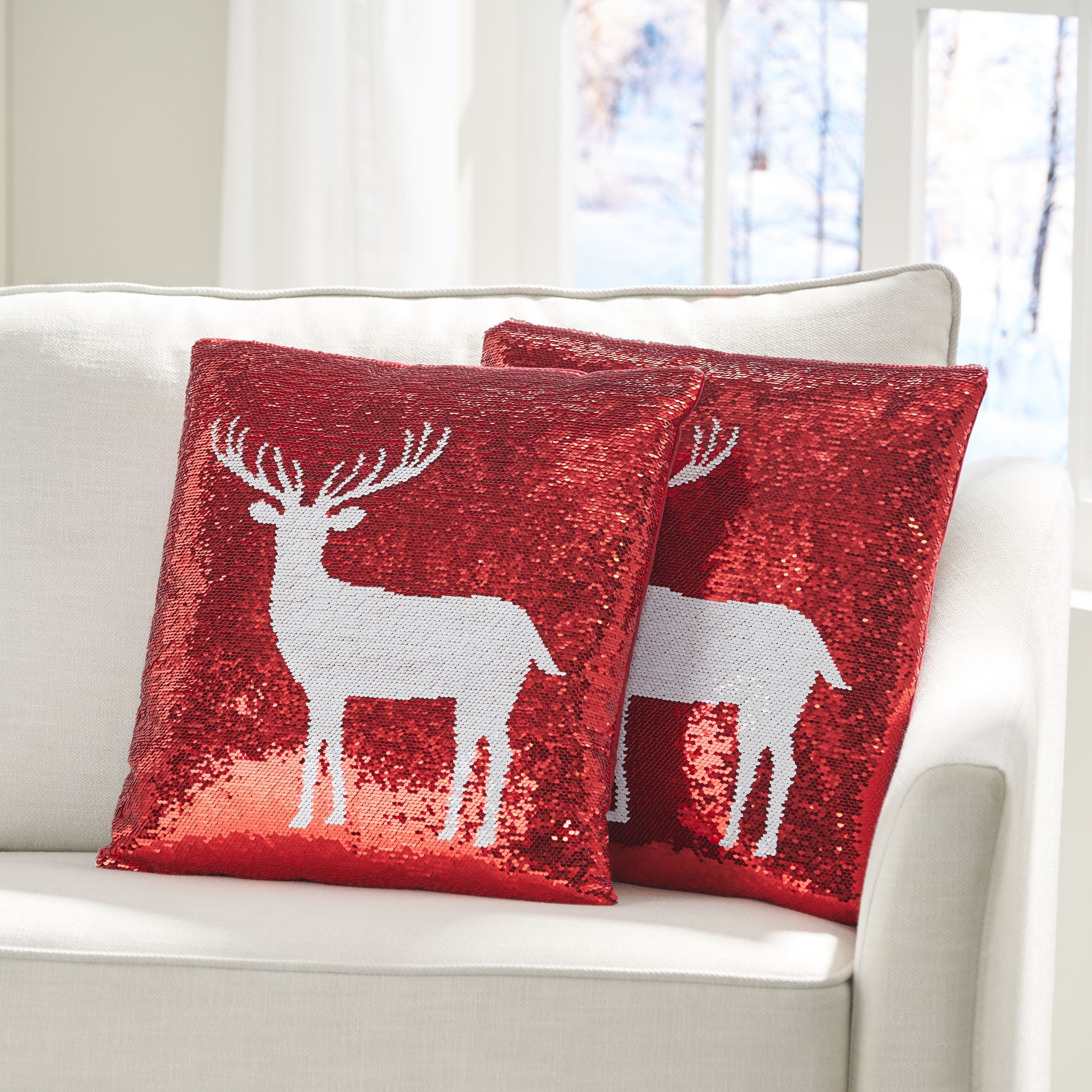 Desota Glam Sequin Christmas Throw Pillow