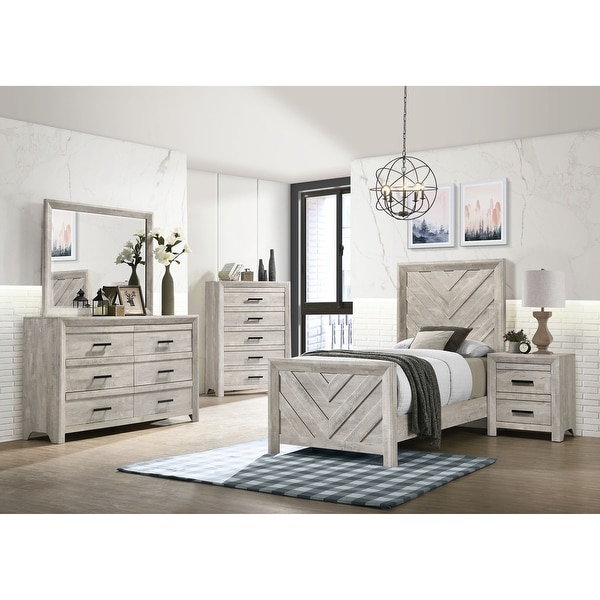 Picket House Furnishings Keely Twin Panel 5PC Bedroom Set in White - - 32303855