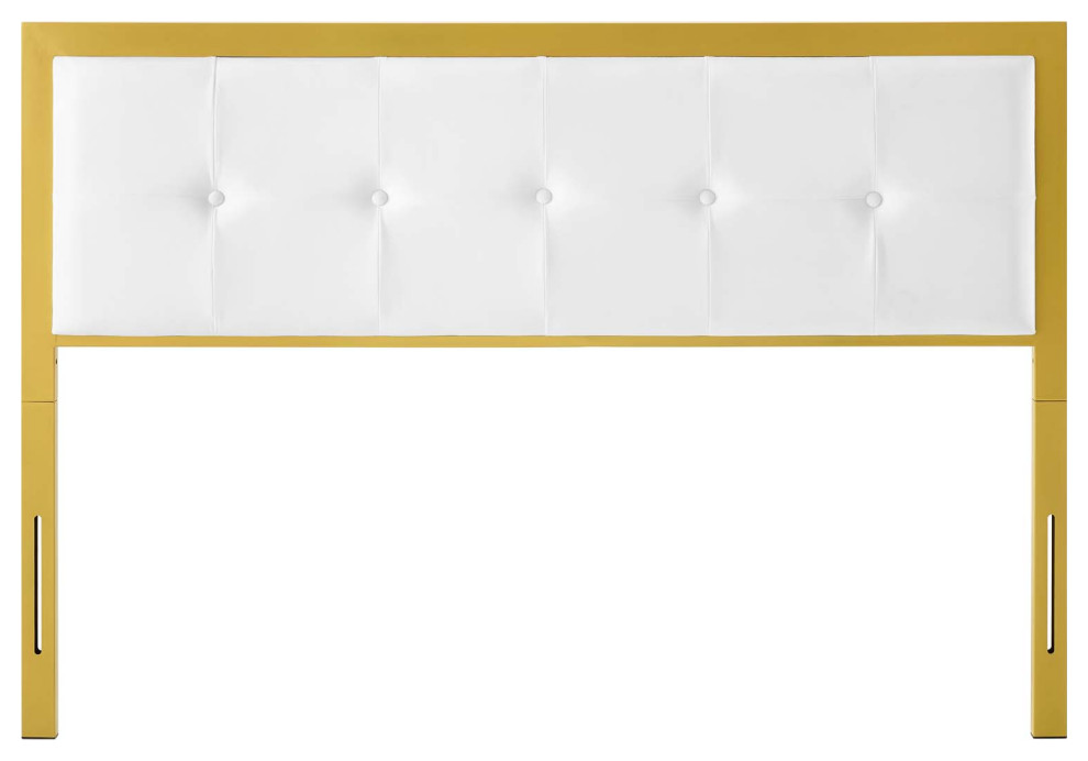 Tufted Headboard  Queen Size  Velvet  Metal  Gold Black  Modern Contemporary   Contemporary   Headboards   by House Bound  Houzz