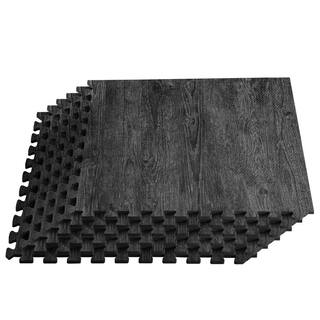 Forest Floor Raven's Wing Black Printed Wood Grain 24 in. x 24 in. x 38 in. Interlocking EVA Foam Flooring Mat (24 sq. ft.pack) FFH24RWBK1-10M