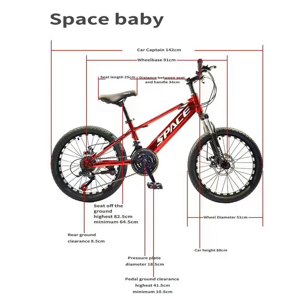 Cesicia 20 in. Aluminum Mountain Bike with 21-Speed in Red jinxBike10