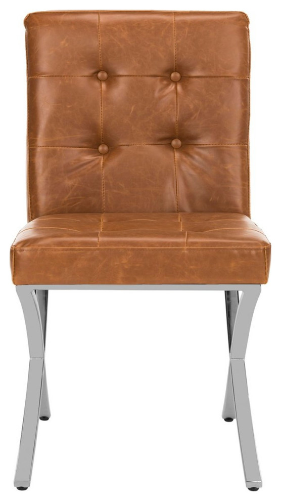 Slader Tufted Side Chair Light Brown/Chrome   Contemporary   Dining Chairs   by V.S.D Furniture  Houzz