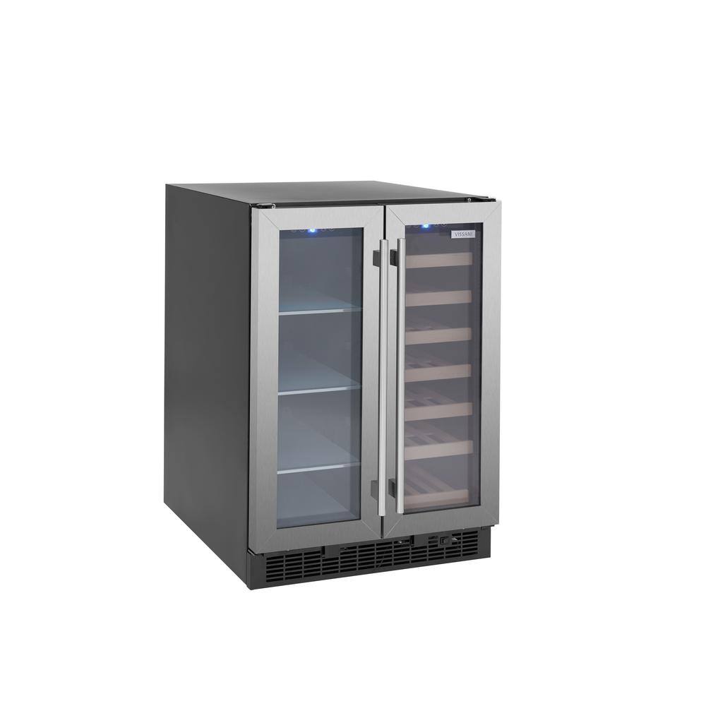 Vissani Dual Zone 24 in. Built-in 27-Bottle Wine and 60-Can Beverage Cooler in Stainless Steel VXWC520BSSEL