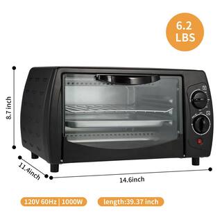 Kahomvis 1000W 4-Slice Black Matte Stainless Countertop Toaster Oven  Pizza Maker Toaster Oven with Bake Tray and Wire Rack ISA-LKD0-YQW