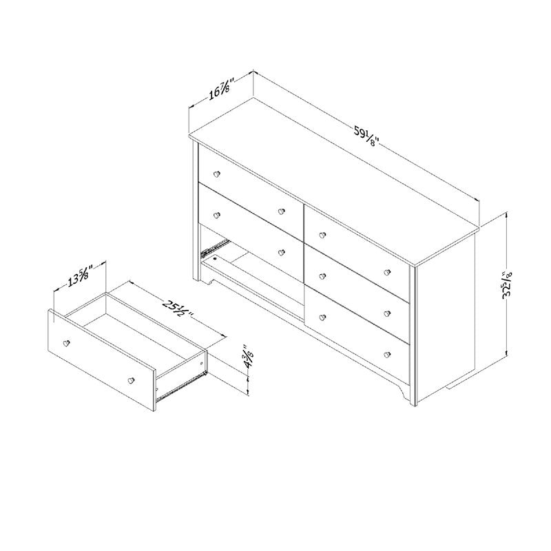 4 Pcs Set of 6 Drawer Dresser & 6 Drawer Double Dresser & 2 Nightstands in Gray