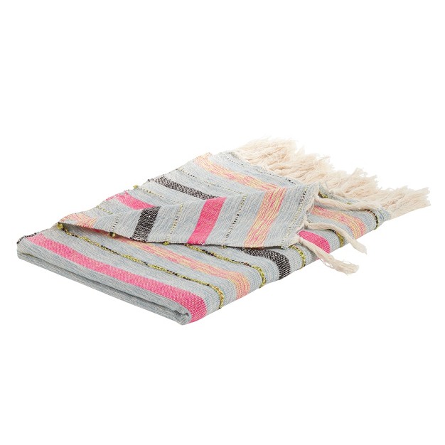 Saro Lifestyle Striped Throw Blanket With Multi color Design