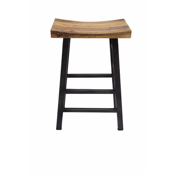 The Urban Port Wooden Saddle Seat 30 Inch Barstool With Ladder Base - 30 H x 20 W x 13 L Inches