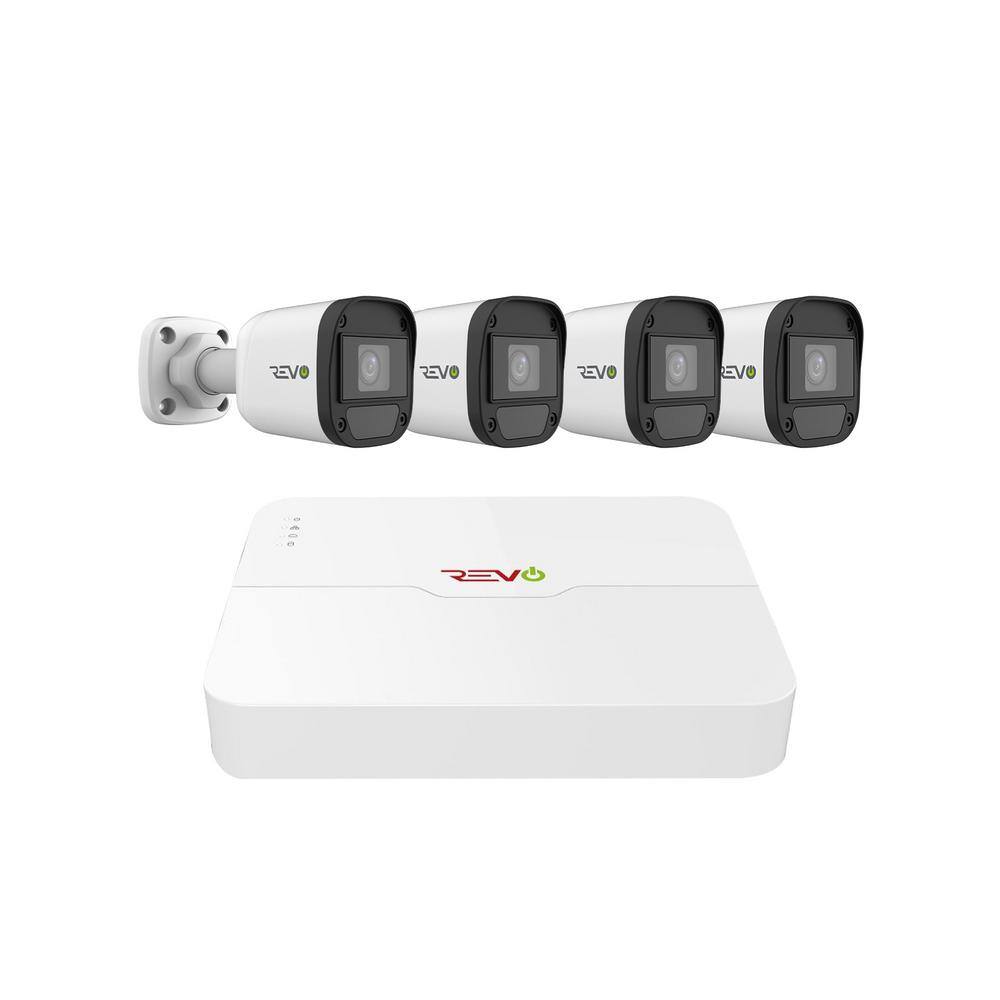 Revo Ultra HD Audio Capable 4-Channel 1TB NVR Surveillance System with 5 MP IndoorOutdoor 4 Cameras RU42B4I-1T