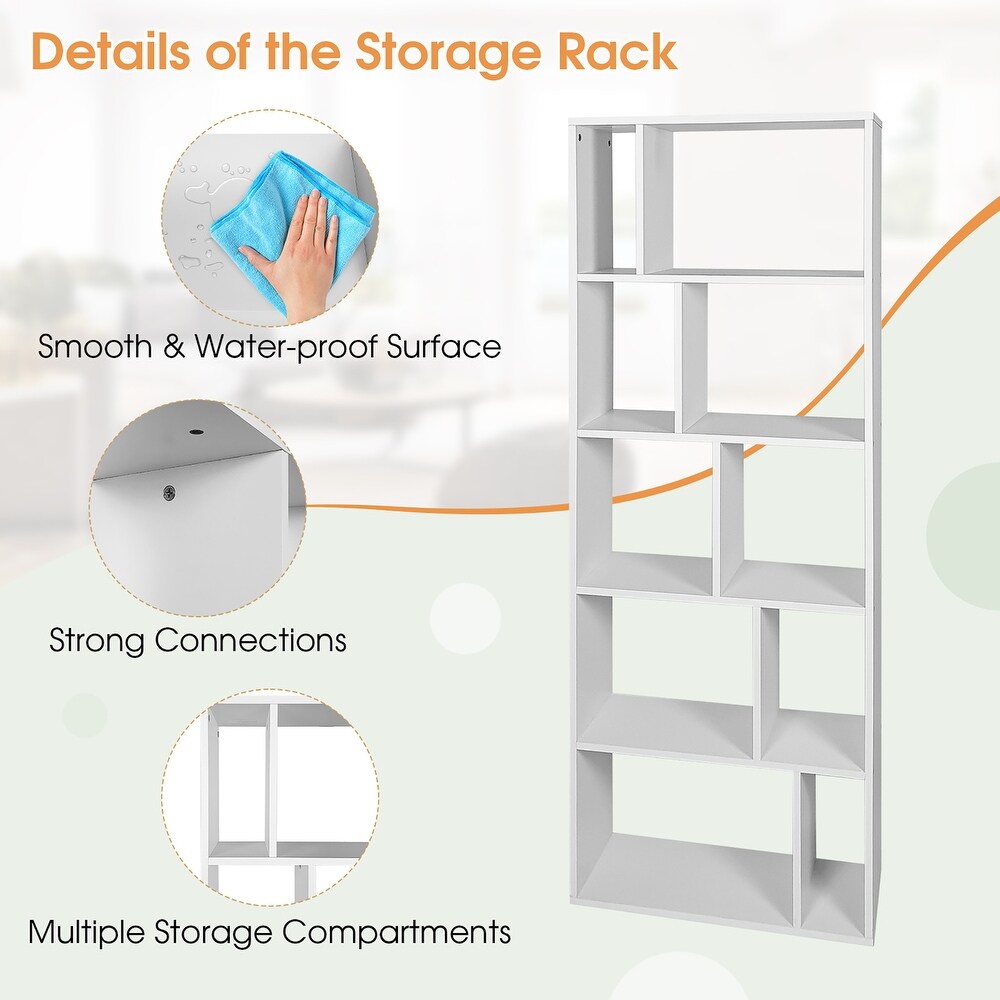 Costway 5 tier Wood Bookcase 66'' Tall Open Storage shelf Display Rack   See Details